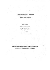 book Statistical methods in algorithm design and analysis (thesis)