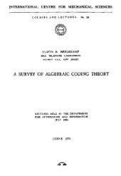 book Algebraic coding survey