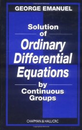 book Solution of ordinary differential equations by continuous groups