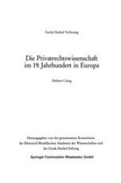 book Die Privatrechtswissenschaft im 19. Jahrhundert in Europa