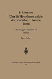 book Über die Hypothesen, welche der Geometrie zu Grunde liegen