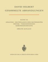 book Gesammelte Abhandlungen: Band III: Analysis · Grundlagen der Mathematik Physik · Verschiedenes Lebensgeschichte