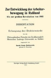 book Zur Entwicklung der Arbeiterbewegung in Rußland bis zur großen Revolution von 1905