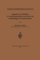 book Gegenstand und Methode des staatsbürgerlichen Unterrichts auf der Grundlage des Staatsgedankens