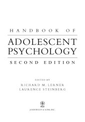 book Handbook of Adolescent Psychology, Second Edition