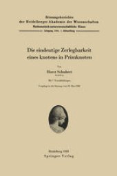 book Die eindeutige Zerlegbarkeit eines Knotens in Primknoten