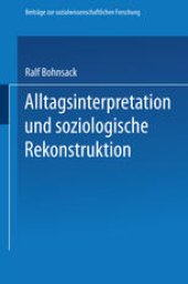 book Alltagsinterpretation und soziologische Rekonstruktion