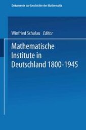 book Mathematische Institute in Deutschland 1800–1945