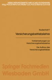 book Vorbemerkungen zur Versicherungsbetriebslehre