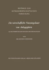 book Die wirtschaftliche Nutzungsdauer von Anlagegütern