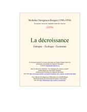 book La decroissance - Entropie, écologie, économie