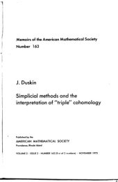 book Simplicial Methods and the Interpretation of `Triple' Cohomology