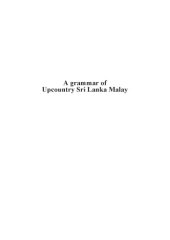 book A grammar of upcountry Sri Lanka Malay