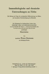 book Immunbiologische und chemische Untersuchungen an Hefen: Ein Beitrag zur Frage der serologischen Differenzierung von Hefen, mit besonderer Berücksichtigung der Methodik