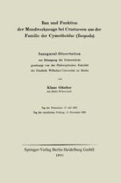 book Bau und Funktion der Mundwerkzeuge bei Crustaceen aus der Familie der Cymothoïdae (Isopoda): Inaugural-Dissertation