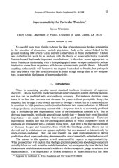 book Superconductivity for Particular Theorists