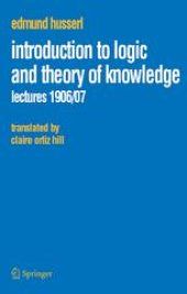 book Introduction to Logic and Theory of Knowledge: Lectures 1906/07