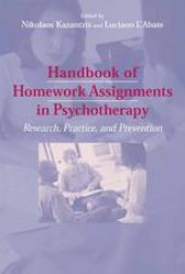 book Handbook of Homework Assignments in Psychotherapy: Research, Practice, and Prevention