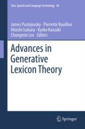 book Advances in Generative Lexicon Theory