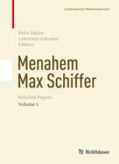 book Menahem Max Schiffer: Selected Papers Volume 1