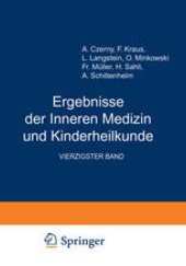 book Ergebnisse der Inneren Medizin und Kinderheilkunde: Vierzigster Band