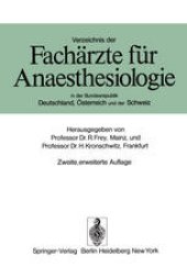 book Verzeichnis der Fachärzte für Anaesthesiologie in der Bundesrepublik Deutschland, Österreich und der Schweiz