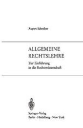 book Allgemeine Rechtslehre: Zur Einführung in die Rechtswissenschaft