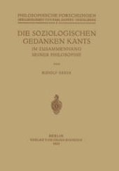 book Die Soziologischen Gedanken Kants im Zusammenhang seiner Philosophie