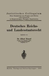 book Deutsches Reichs- und Landesstaatsrecht