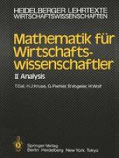 book Mathematik für Wirtschaftswissenschaftler: II Analysis