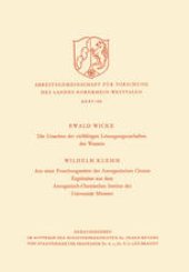 book Die Ursachen der vielfältigen Lösungseigenschaften des Wassers. Aus einer Forschungsstätte der Anorganischen Chemie: Ergebnisse aus dem Anorganisch-Chemischen Institut der Universität Münster