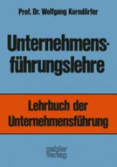 book Unternehmensführungslehre: Lehrbuch der Unternehmensführung