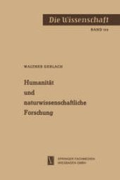 book Humanität und naturwissenschaftliche Forschung