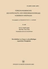 book Die Löslichkeit von Gasen in schwerflüchtigen organischen Flüssigkeiten