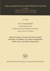 book Untersuchungen zur Frage nach einer etwaigen Aufnahme von Dieldrin aus Dieldrin-imprägnierter Wolle in den menschlichen Organismus