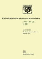 book Zur Situation der zeitgenössischen englischen Lyrik: 237. Sitzung am 21. Februar 1979 in Düsseldorf