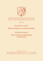 book Klinische Psychologie, ein psychiatrisches Bedürfnis / Über die Deckung des Nährstoffbedarfs in Westdeutschland