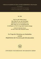 book Zur Frage der Schwelung von Steinkohlen und der Möglichkeiten der Verwertung der Schwelprodukte