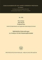 book Methodische Untersuchungen zur Analyse mit dem Massenspektrometer