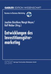 book Entwicklungen des Investitionsgütermarketing