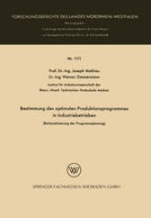 book Bestimmung des optimalen Produktionsprogrammes in Industriebetrieben: Rationalisierung der Programmplanung