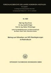 book Beitrag zum Schmelzen von NiCr-Basislegierungen im Hochvakuum