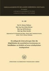 book Grundlegende Untersuchungen über die Möglichkeiten der quantitativen Ausmessung von Schallfeldern im Hinblick auf einen schalloptischen Analogrechner