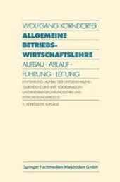 book Allgemeine Betriebswirtschaftslehre: Aufbau · Ablauf · Führung · Leitung