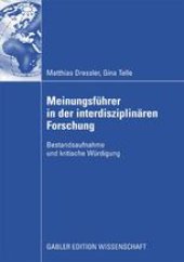 book Meinungsführer in der interdisziplinären Forschung: Bestandsaufnahme und kritische Würdigung