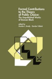 book Formal Contributions to the Theory of Public Choice: The Unpublished Works of Duncan Black