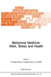 book Behavioral Medicine: Work, Stress and Health