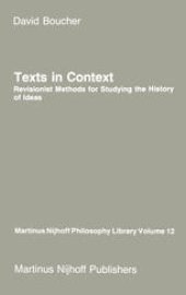 book Texts in Context: Revisionist Methods for Studying the History of Ideas