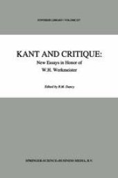 book Kant and Critique: New Essays in Honor of W.H. Werkmeister