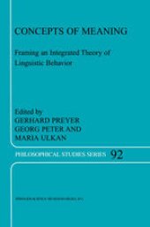 book Concepts of Meaning: Framing an Integrated Theory of Linguistic Behavior